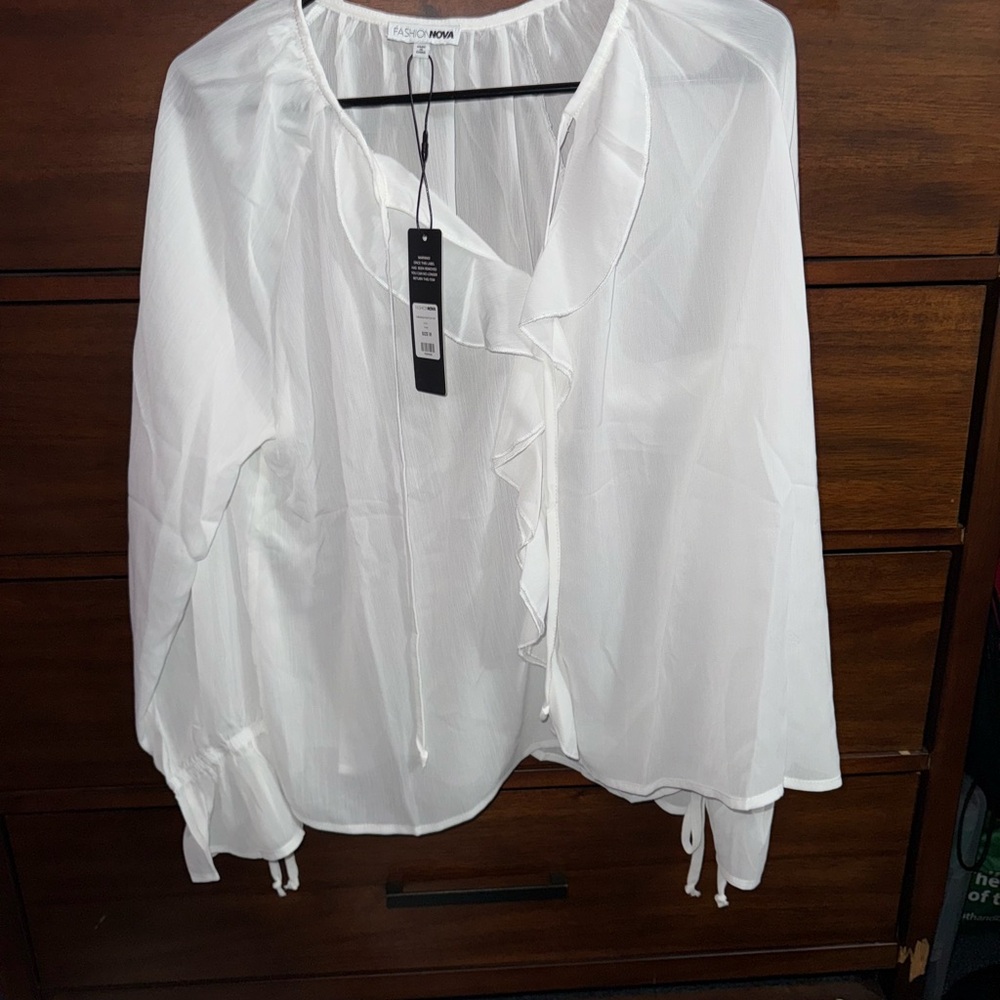 Fashion Nova | Cressida Ruffle Top - Ivory - Picture 3 of 3